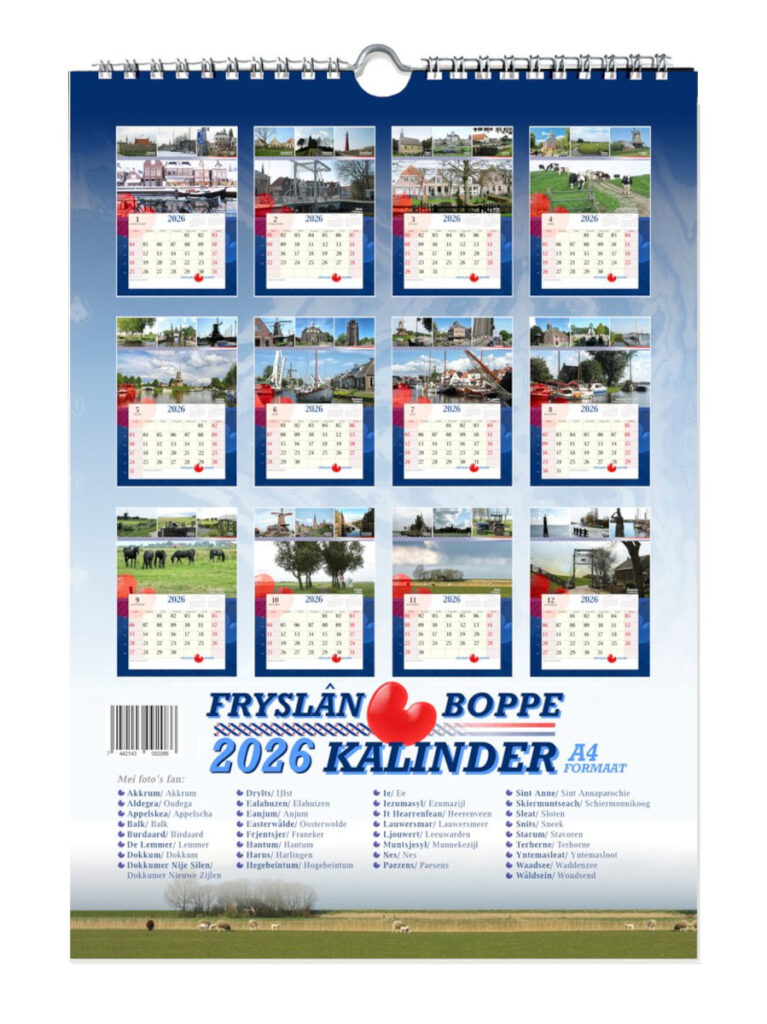 Frylan Boppe Friesland Foto's Kalender 2026 - A4 Formaat (21 x 29,7 cm)