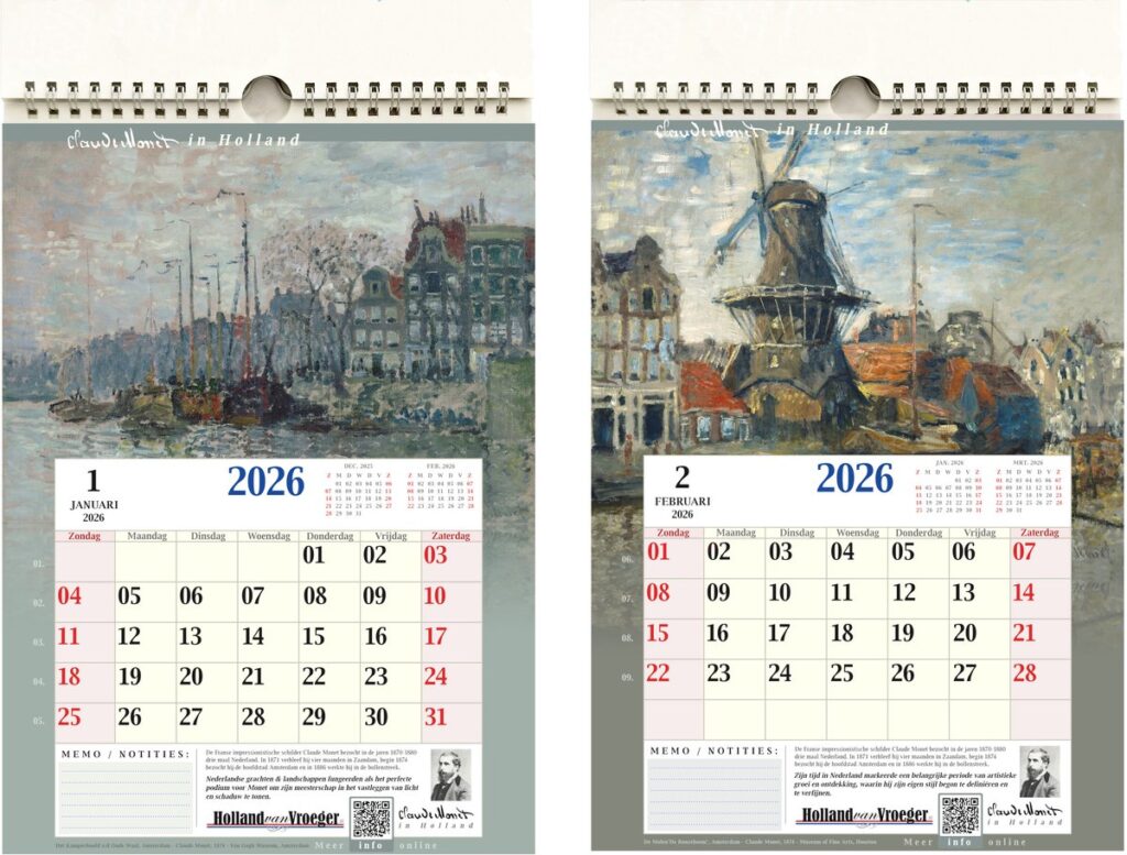 Claude Monet in Holland Kalender 2026 A4 Formaat