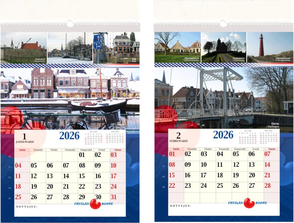 Friesland Foto Kalender 2026 - Groot/ Grut - A3 Formaat (29,7 x 42,0 cm)