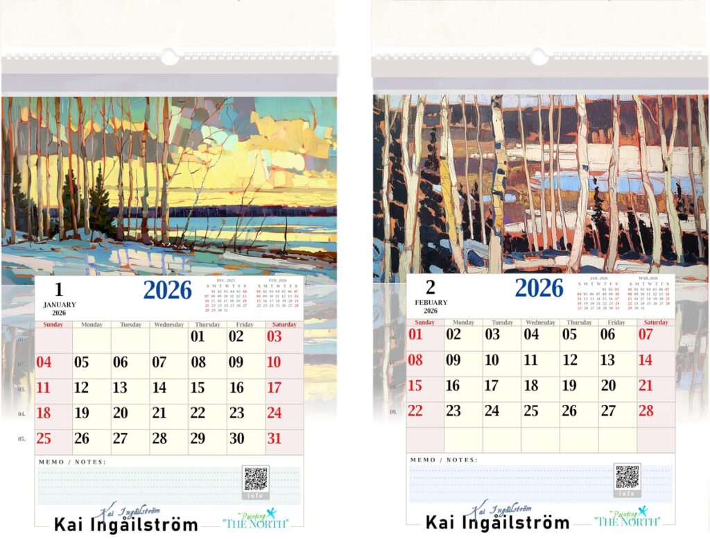 Kai Ingåilström Painting “The North” Fine Art Calendar 2026 Big A3 Format (29,7 x 42,0 cm)