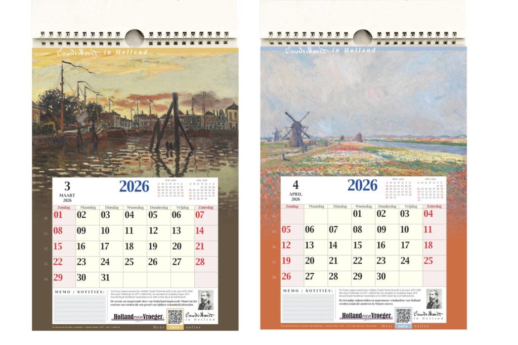 Claude Monet in Holland Kalender 2026 A4 Formaat