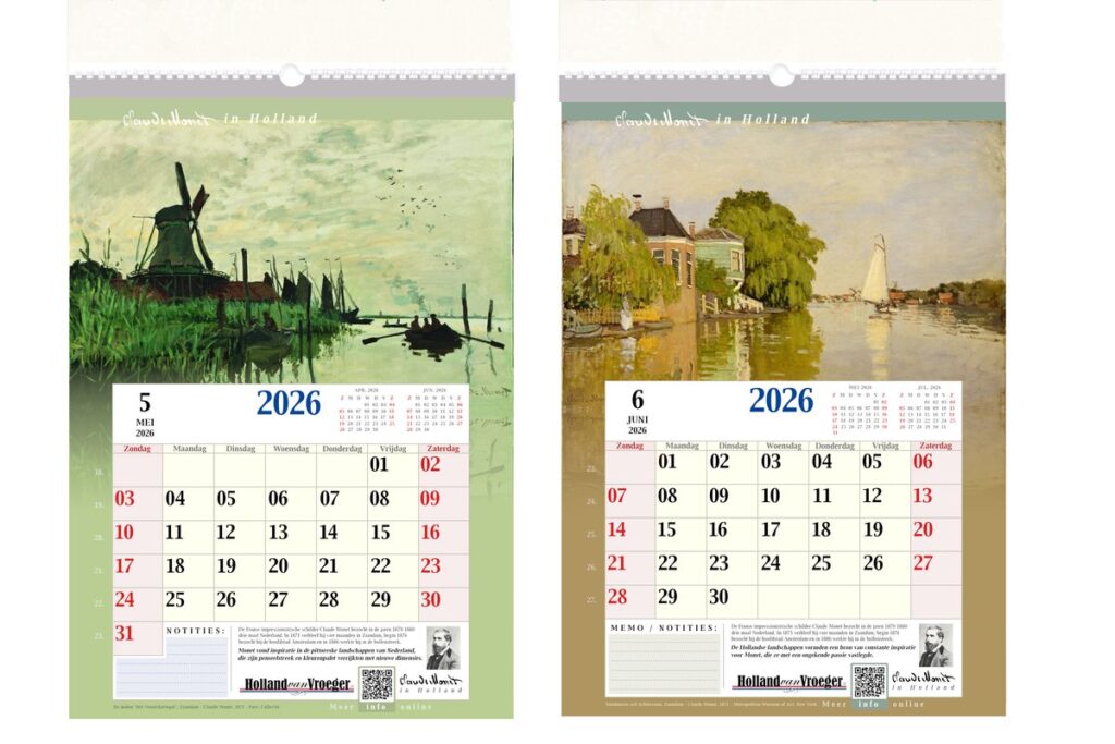Schilder Claude Monet in Holland Schilderijen Kalender 2026 A3 Formaat