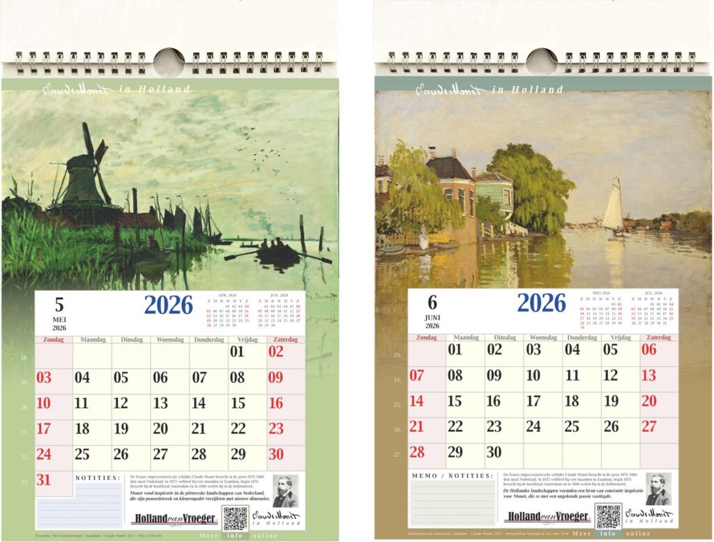 Claude Monet in Holland Kalender 2026 A4 Formaat