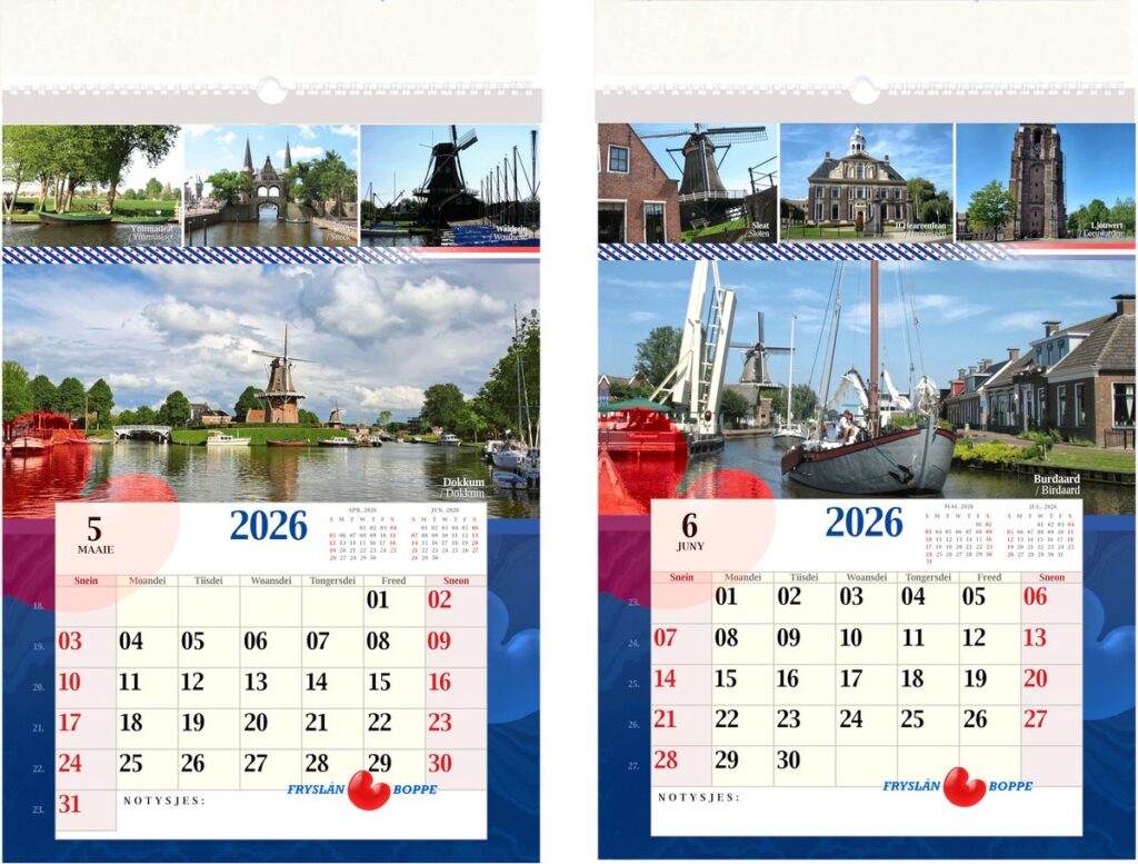 Friesland Foto Kalender 2026 - Groot/ Grut - A3 Formaat (29,7 x 42,0 cm)