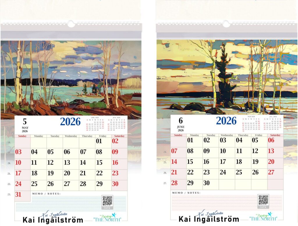 Kai Ingåilström Painting “The North” Fine Art Calendar 2026 Big A3 Format (29,7 x 42,0 cm)