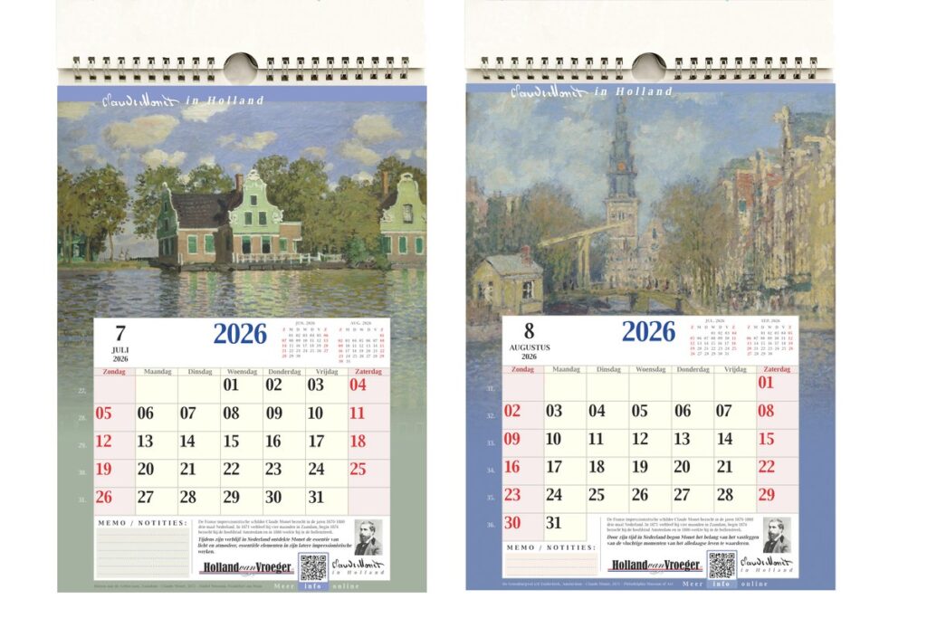 Claude Monet in Holland Kalender 2026 A4 Formaat