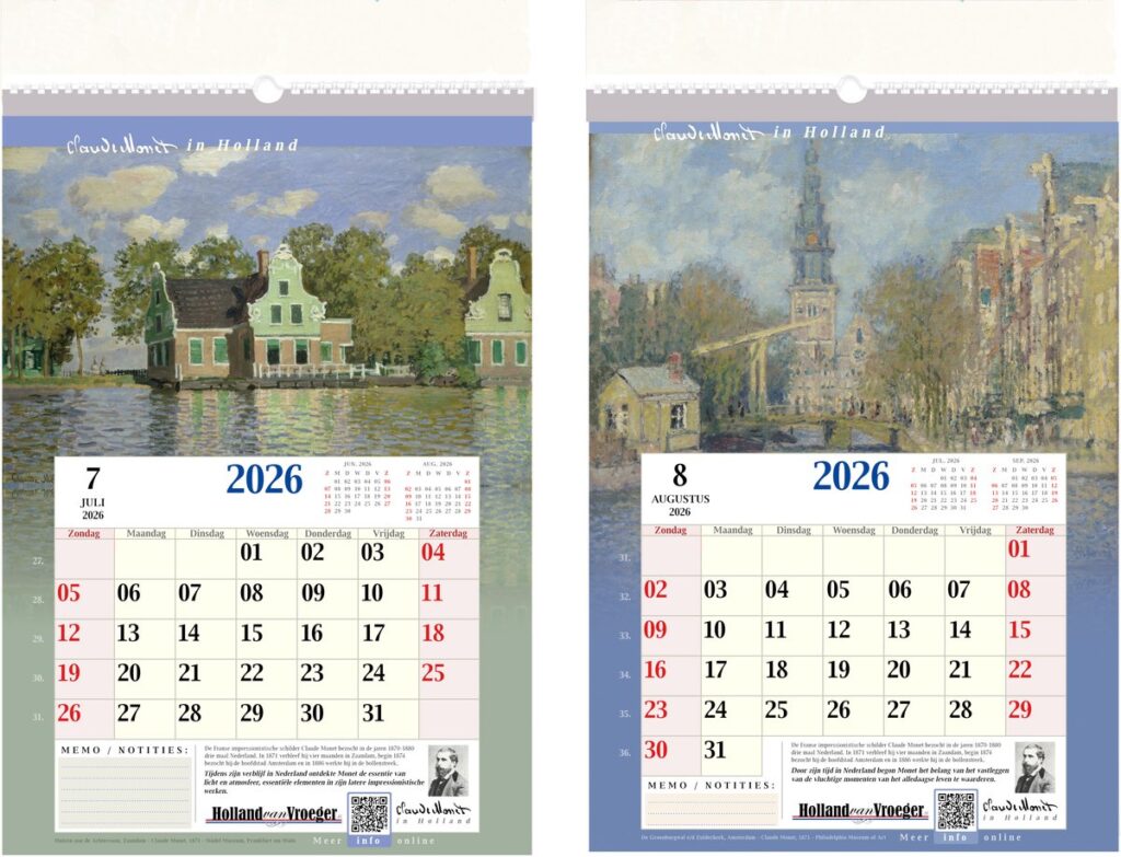 Schilder Claude Monet in Holland Schilderijen Kalender 2026 A3 Formaat