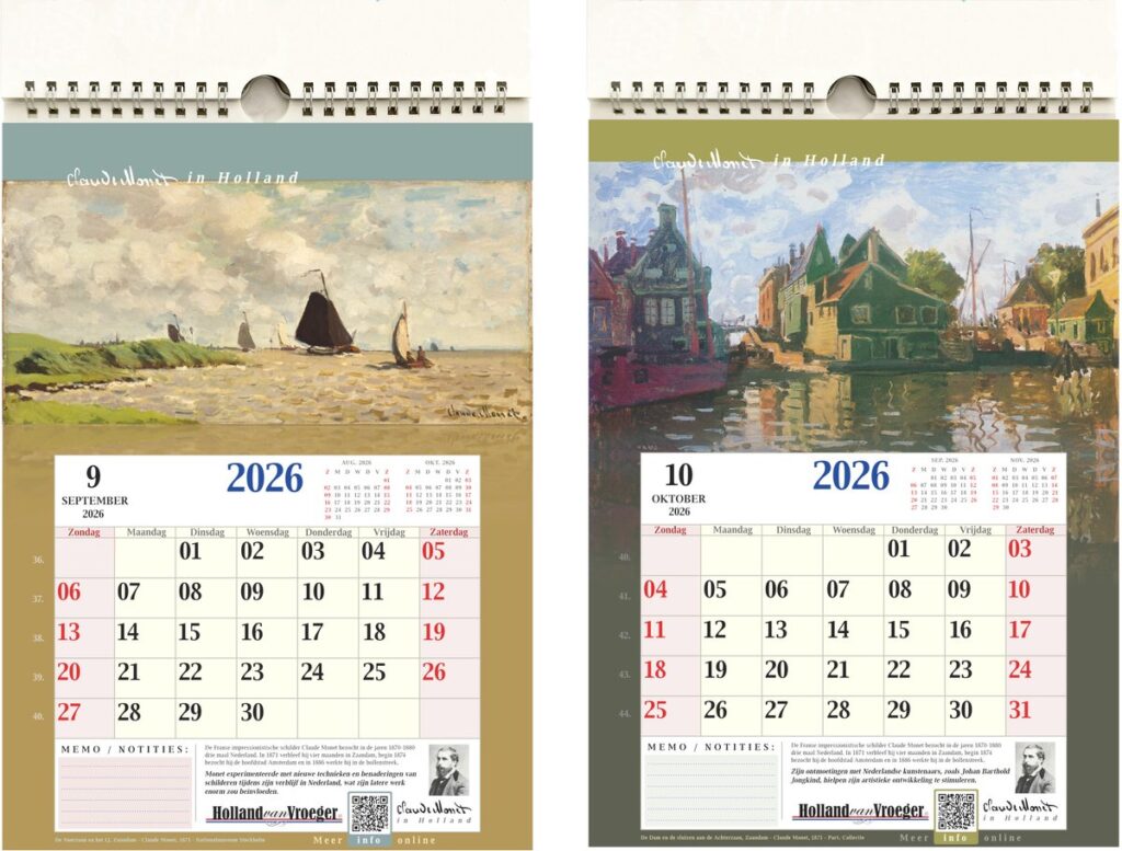 Claude Monet in Holland Kalender 2026 A4 Formaat