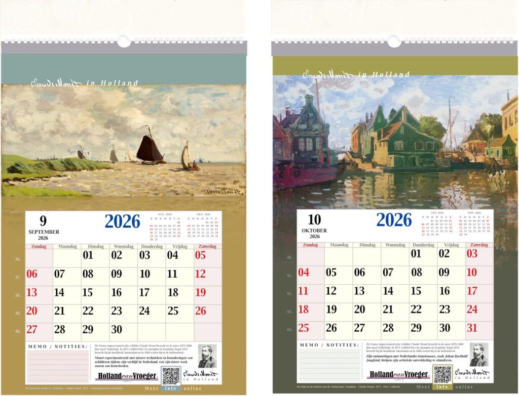 Schilder Claude Monet in Holland Schilderijen Kalender 2026 A3 Formaat