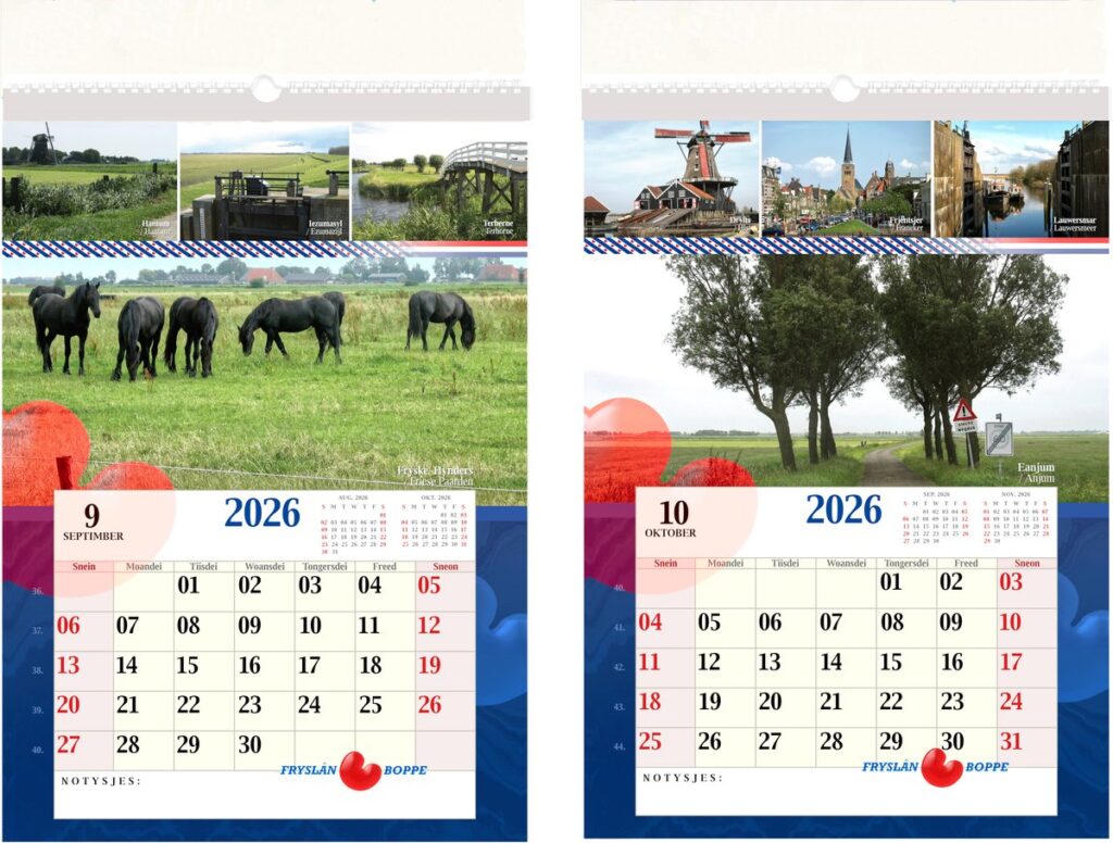 Friesland Foto Kalender 2026 - Groot/ Grut - A3 Formaat (29,7 x 42,0 cm)
