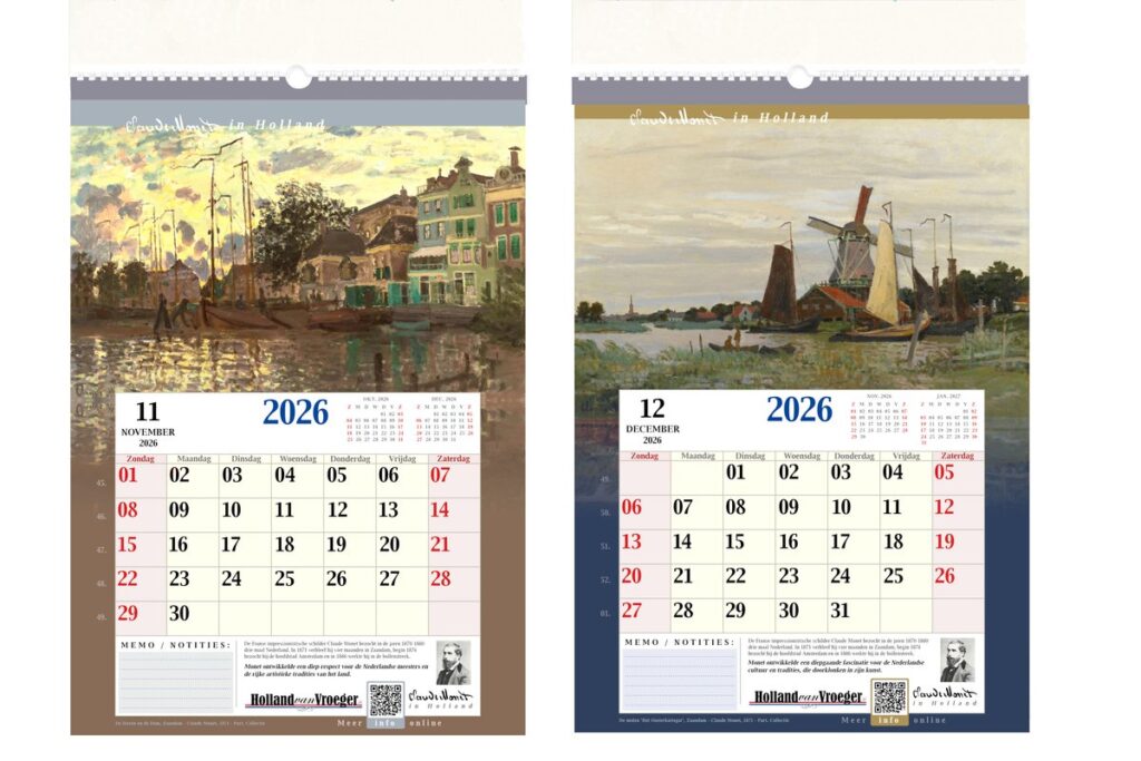 Schilder Claude Monet in Holland Schilderijen Kalender 2026 A3 Formaat