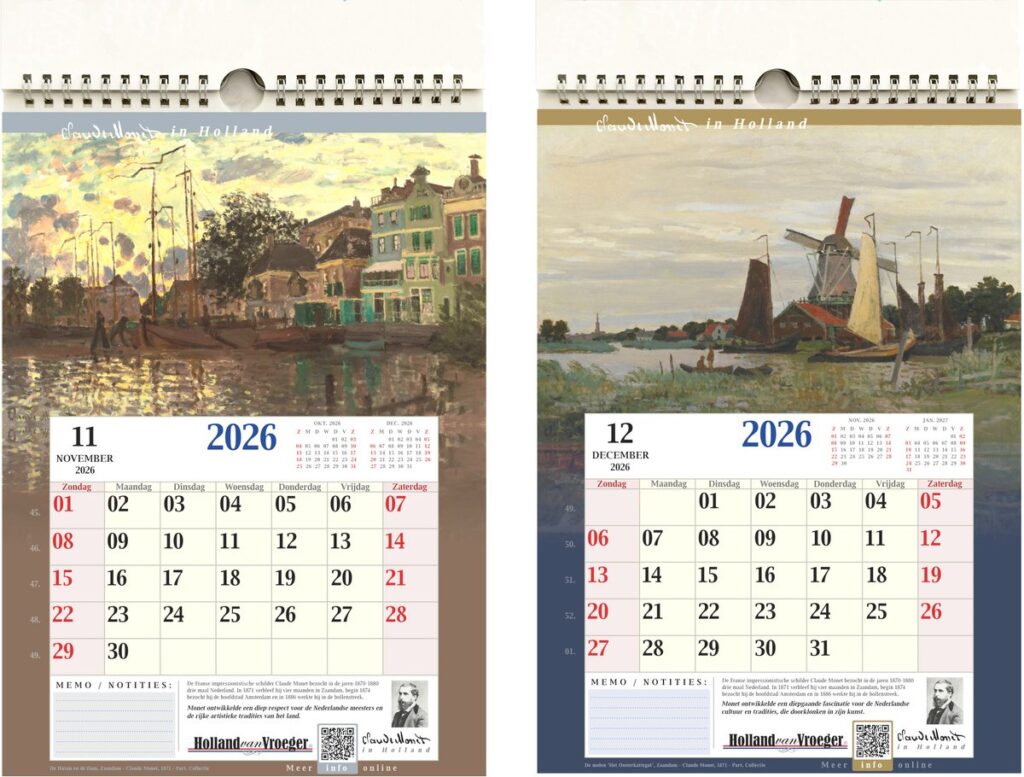 Claude Monet in Holland Kalender 2026 A4 Formaat
