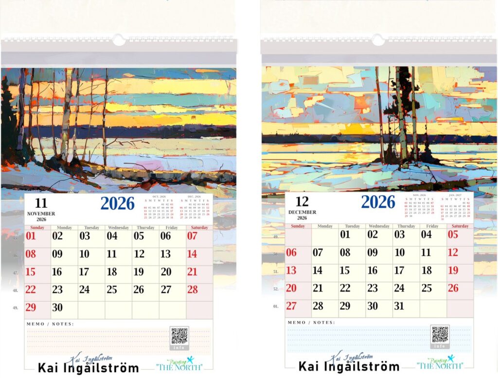 Kai Ingåilström Painting “The North” Fine Art Calendar 2026 Big A3 Format (29,7 x 42,0 cm)